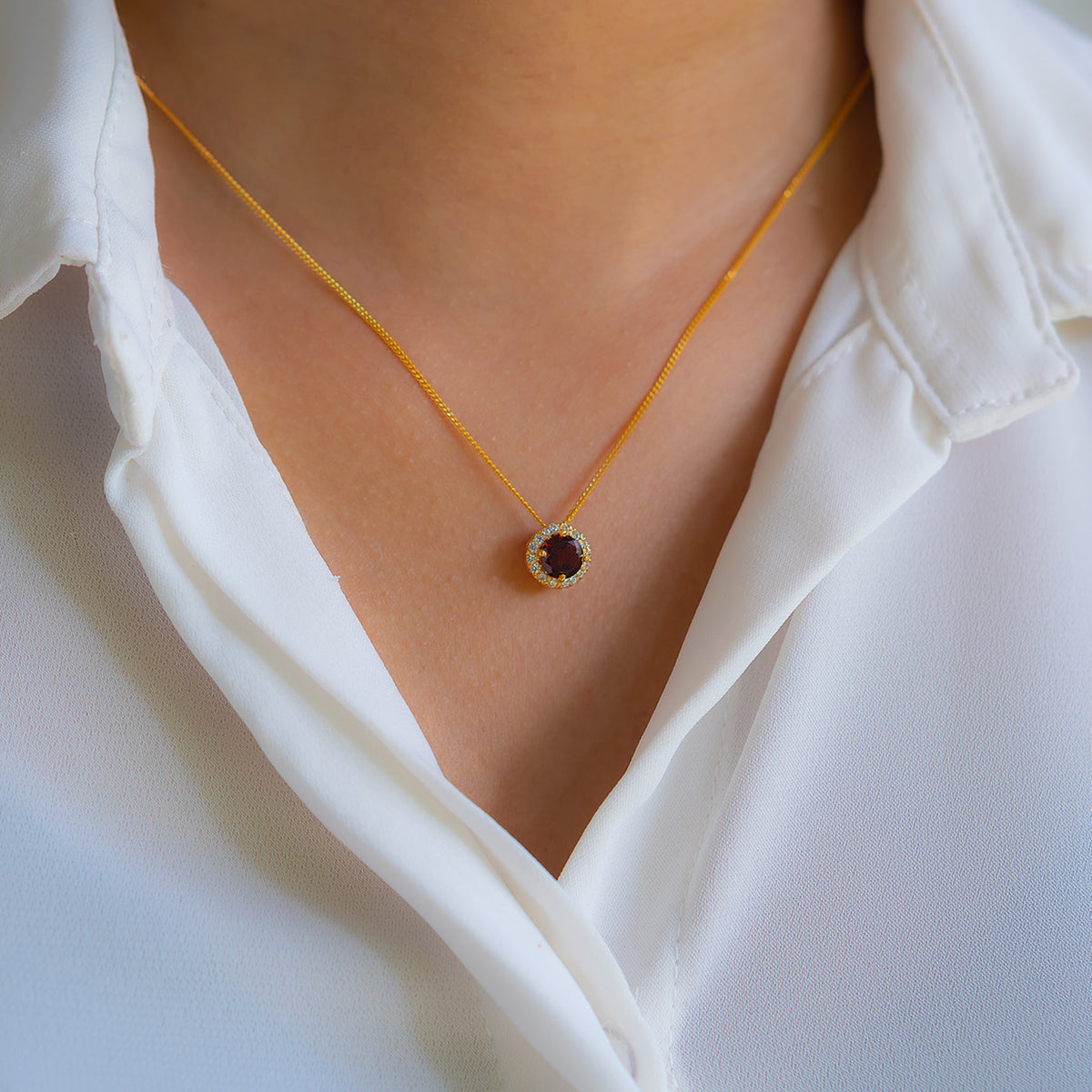 Garnet Hazel Necklace - CLJ329G