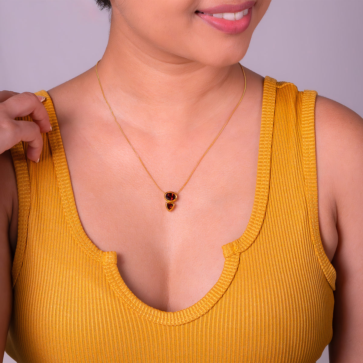 Handmade Garnet Olina Convertible Necklace - CLJ708G