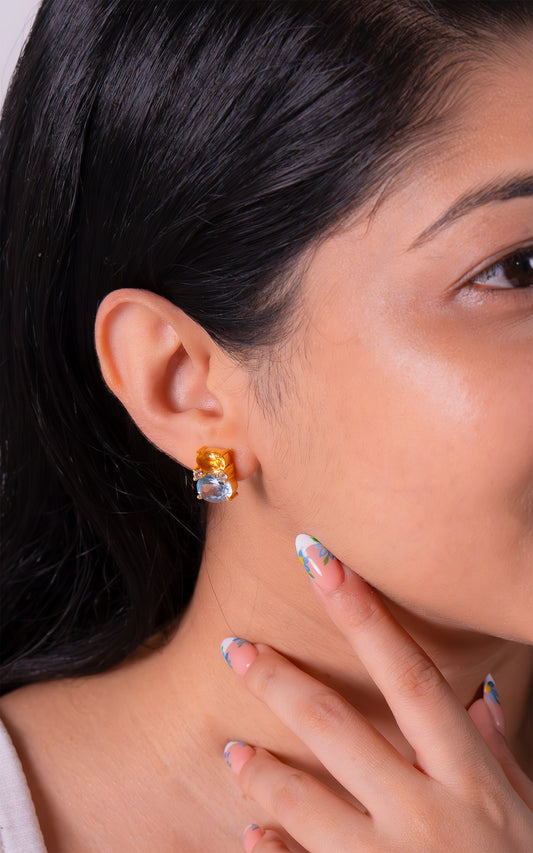 Blue Topaz, Citrine & White Topaz Laurel Earrings - CLJ675