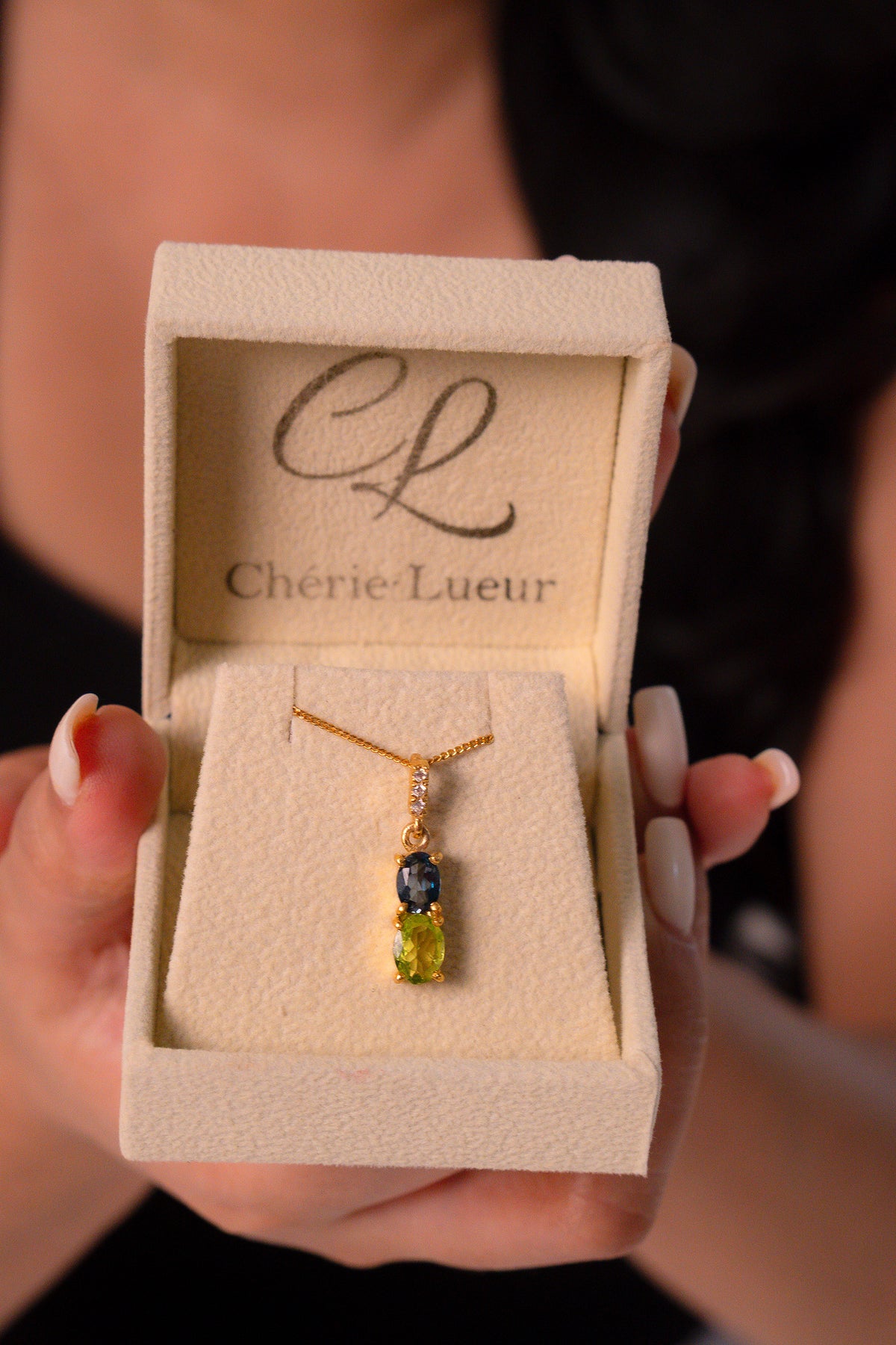 Handcrafted Sterling Silver London Blue Topaz & Peridot Solene Necklace - CLJ888
