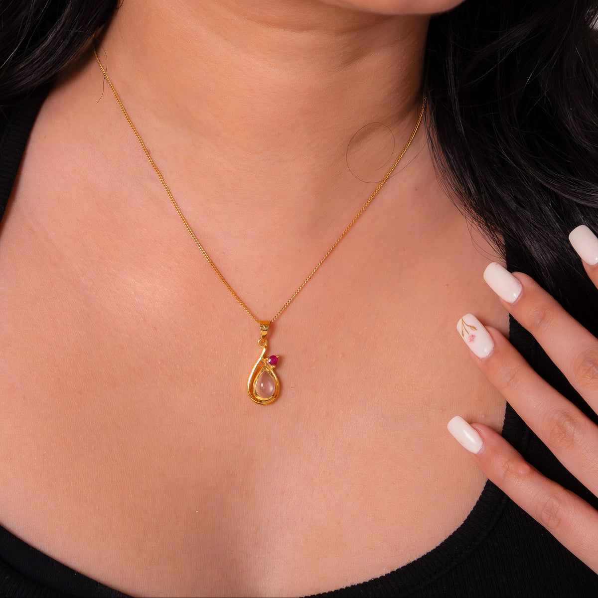 Rose Quartz & Ruby viviette Necklace - CLJ894