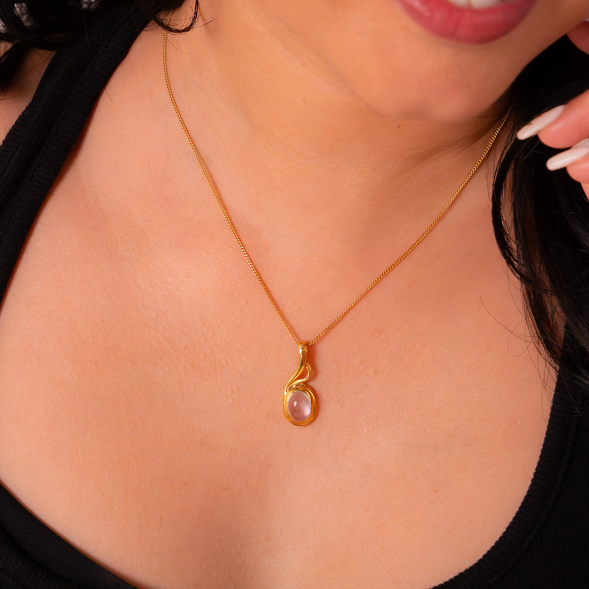 Rose Quartz Mireya Necklace- CLJ915