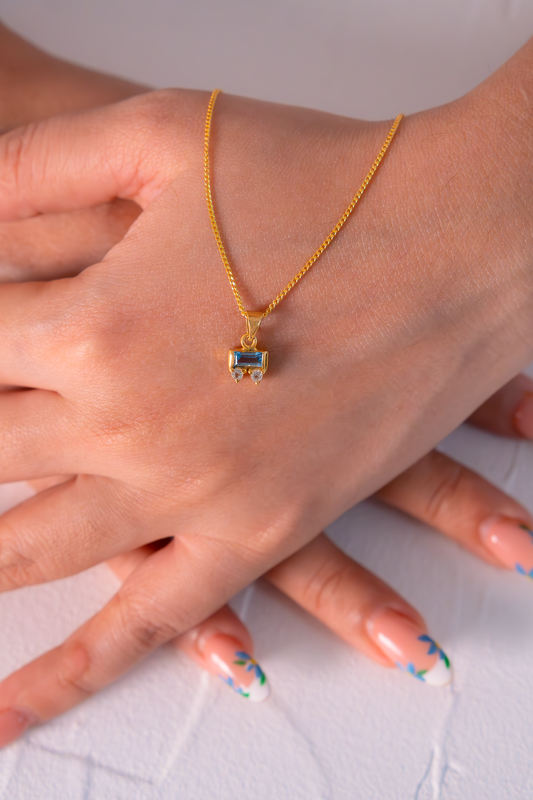 Handmade Blue Topaz & White Topaz Ione Necklace - CLJ729