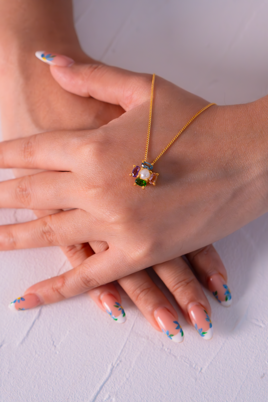 Handmade Multi Gemstone Emmeline Necklace - CLJ728