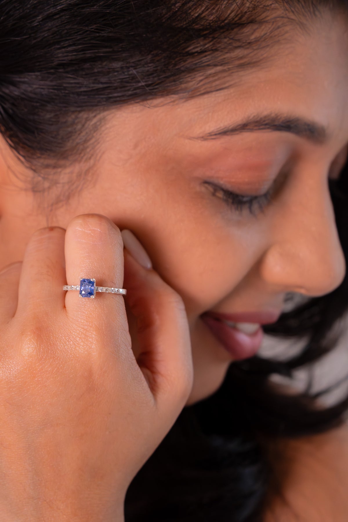 Blue Sapphire, White Sapphire Marletta Ring - CLJ896