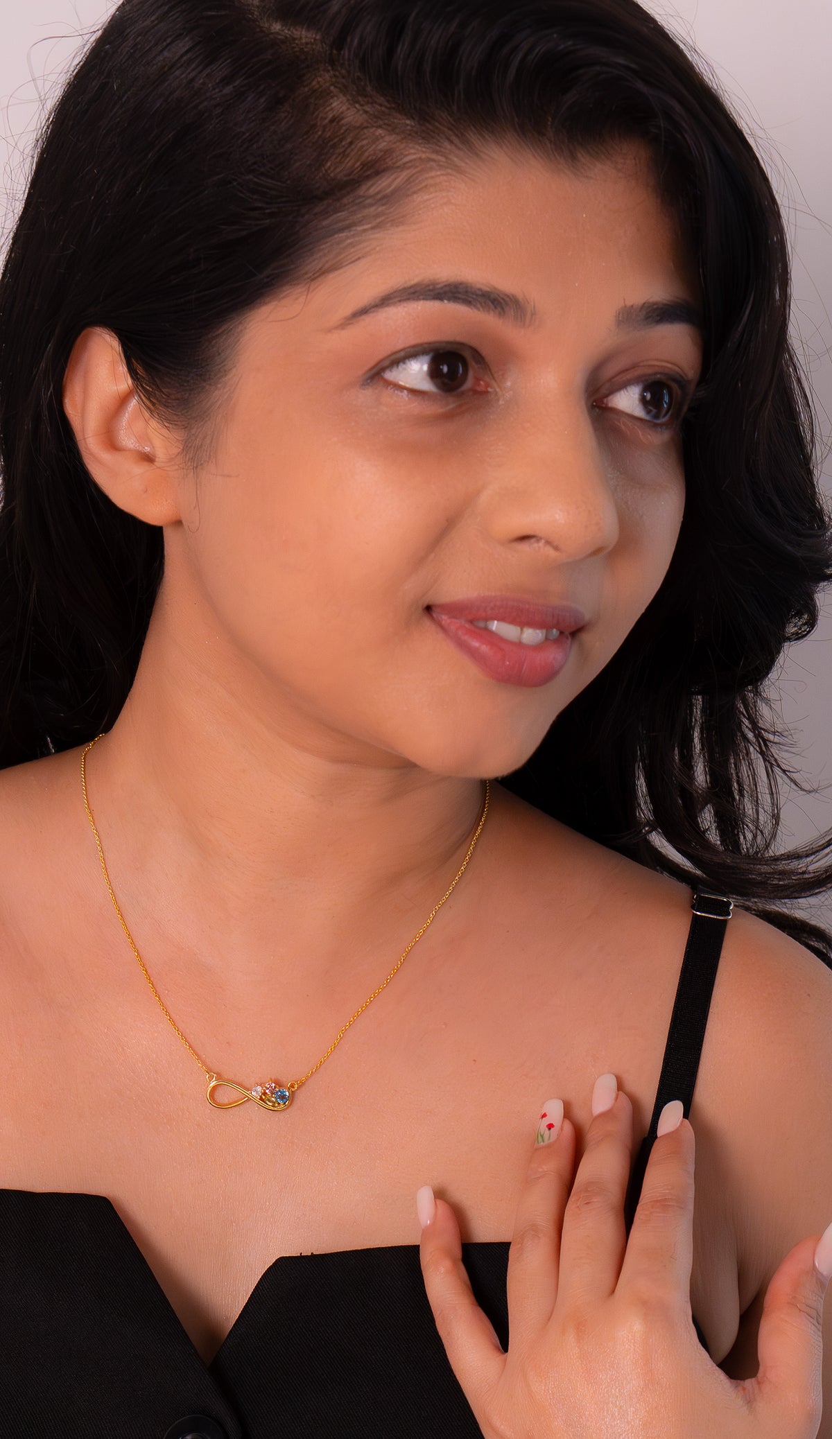 White Topaz, Pink Tourmaline, Blue Topaz, Peridot Juliette Necklace - CLJ898