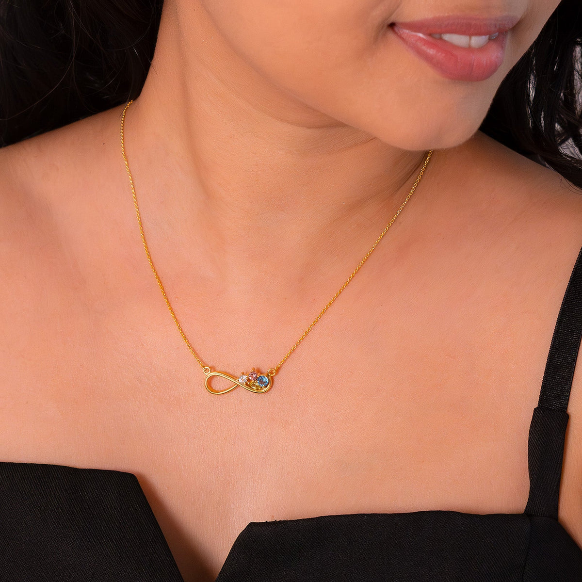 White Topaz, Pink Tourmaline, Blue Topaz, Peridot Juliette Necklace - CLJ898