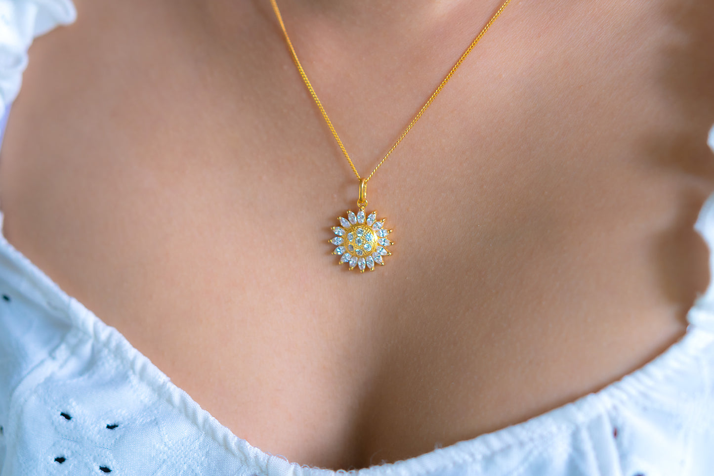 Handmade Sterling Silver American Diamonds Adria Necklace - CLJ536