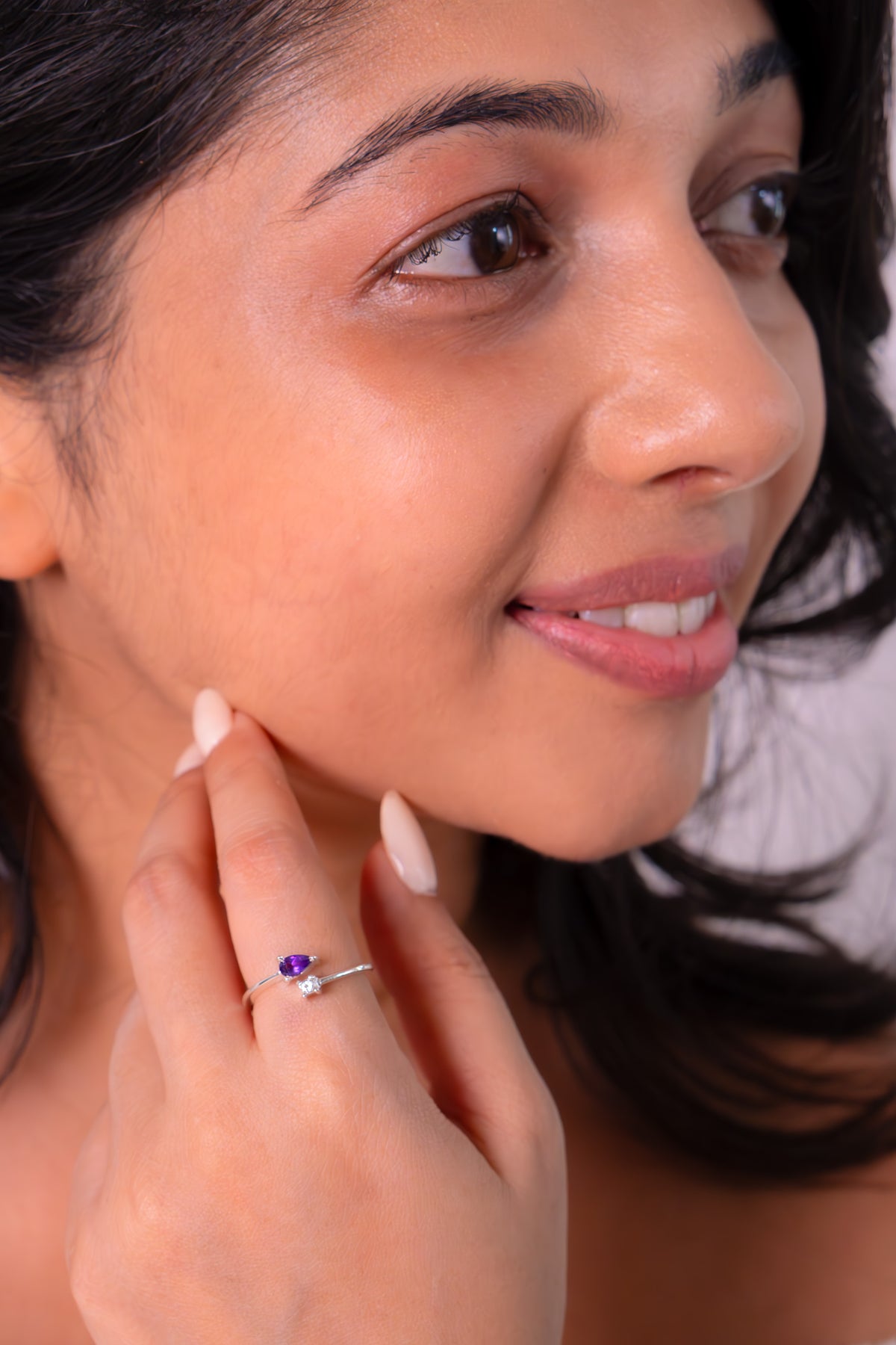 Amethyst & White Sapphire Evalina Ring - CLJ642A