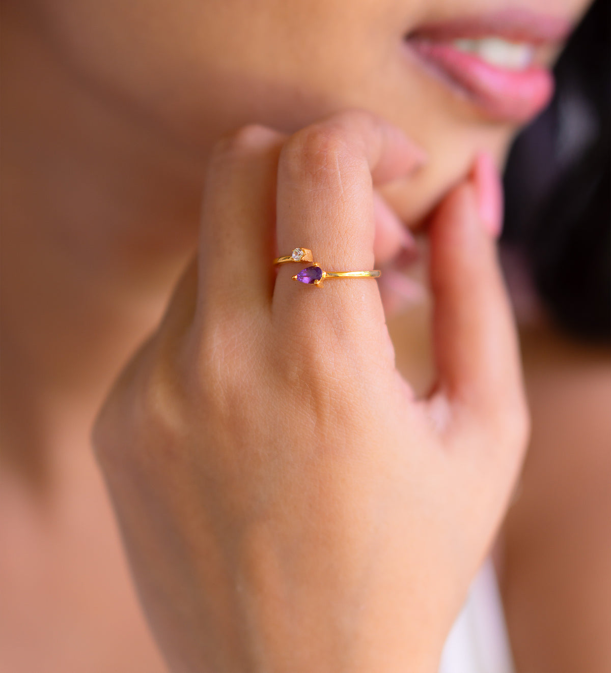 Amethyst & White Sapphire Evalina Ring - CLJ642A
