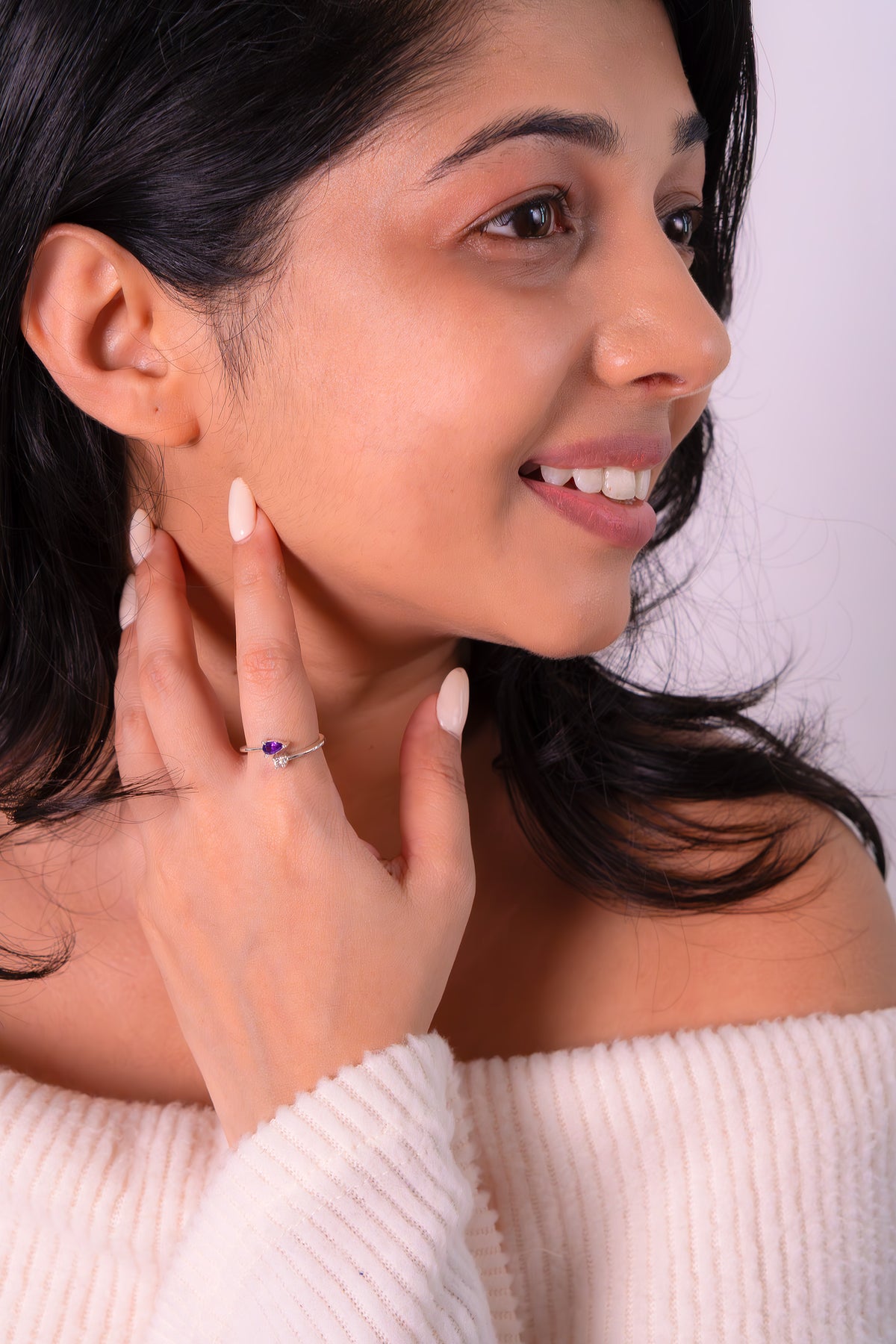 Amethyst & White Sapphire Evalina Ring - CLJ642A
