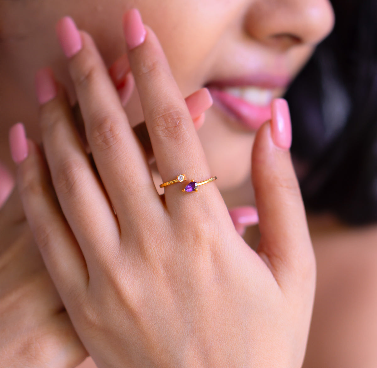 Amethyst & White Sapphire Evalina Ring - CLJ642A