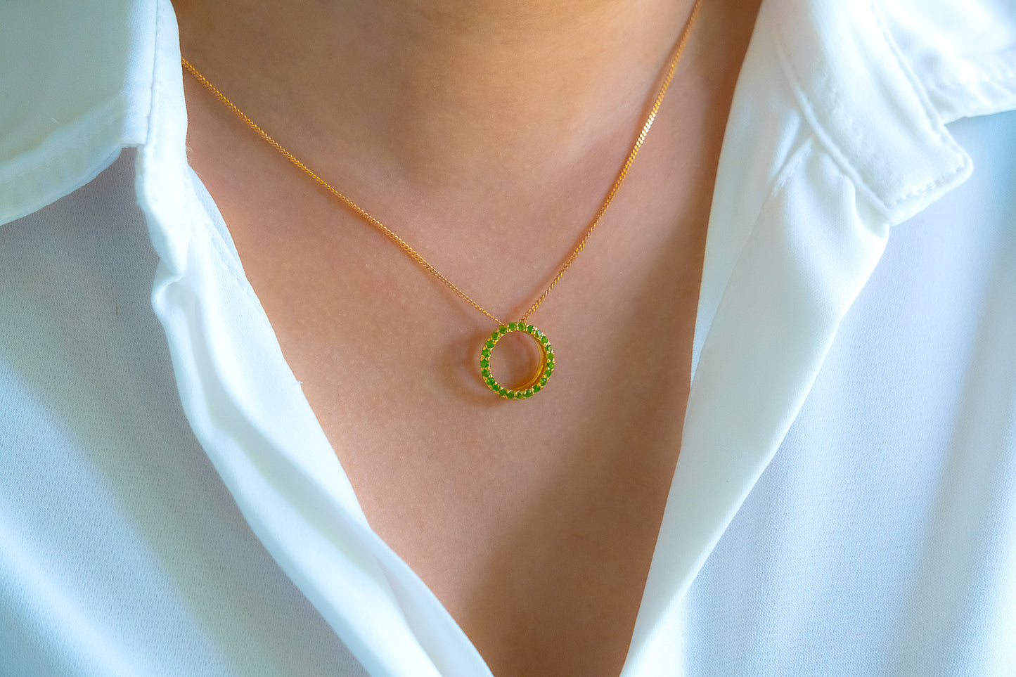 Chromium Diopside Luna Necklace - CLJ340CD