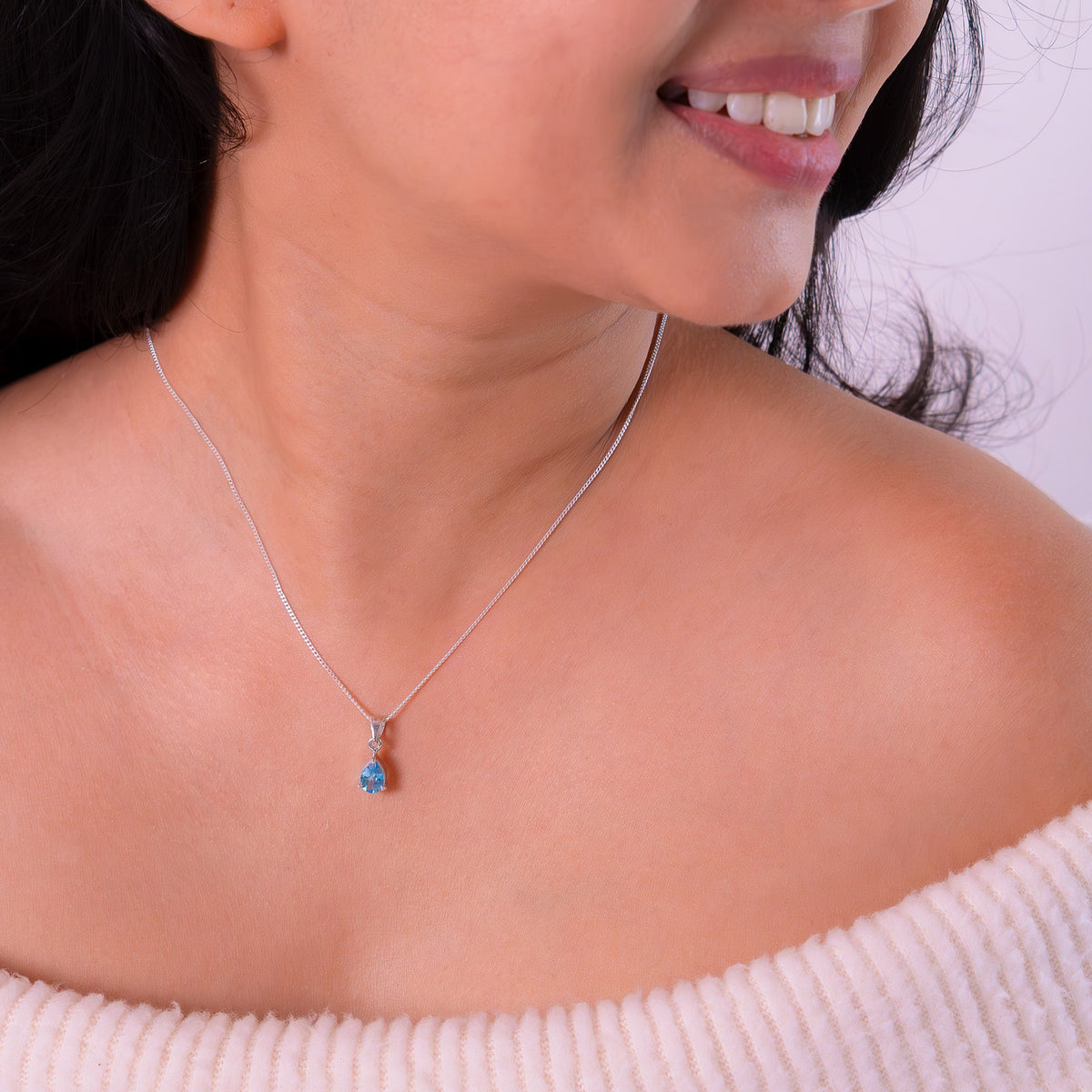 Handmade Blue Topaz Adoline Necklace - CLJ537