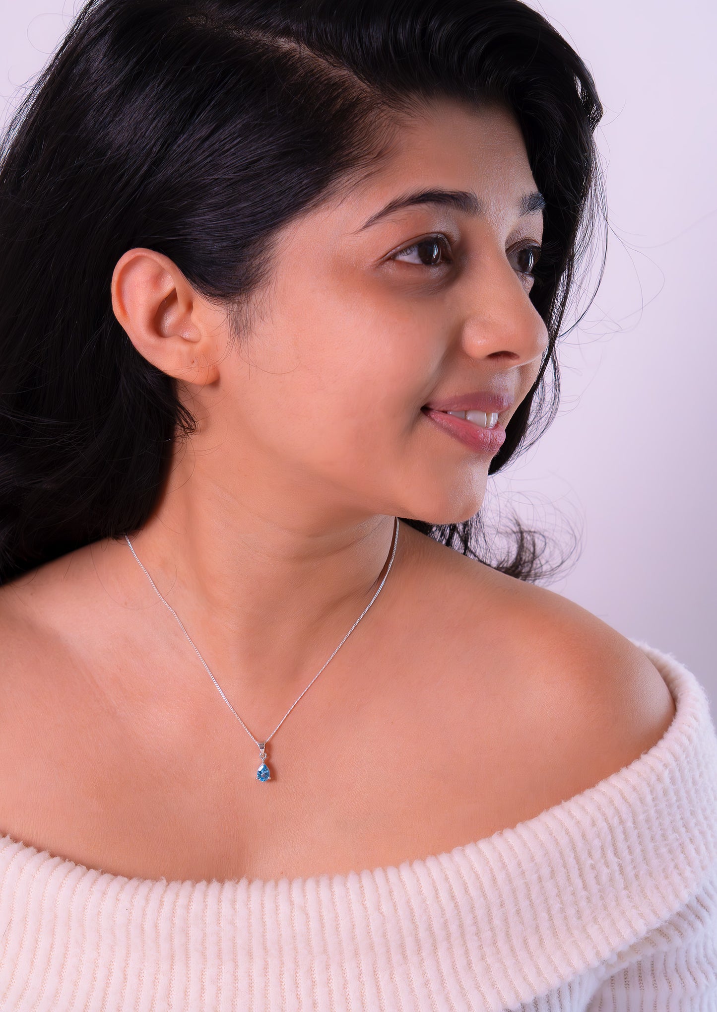 Handmade Blue Topaz Adoline Necklace - CLJ537