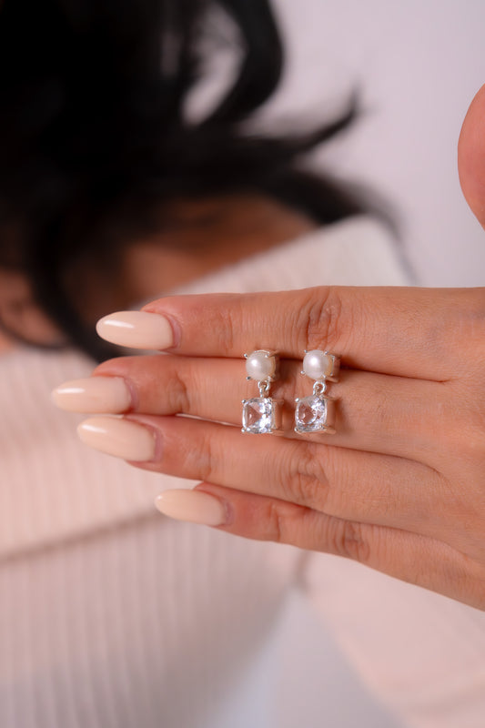 White Topaz & Cultured Pearl Anaya Earrings - CLJ663W