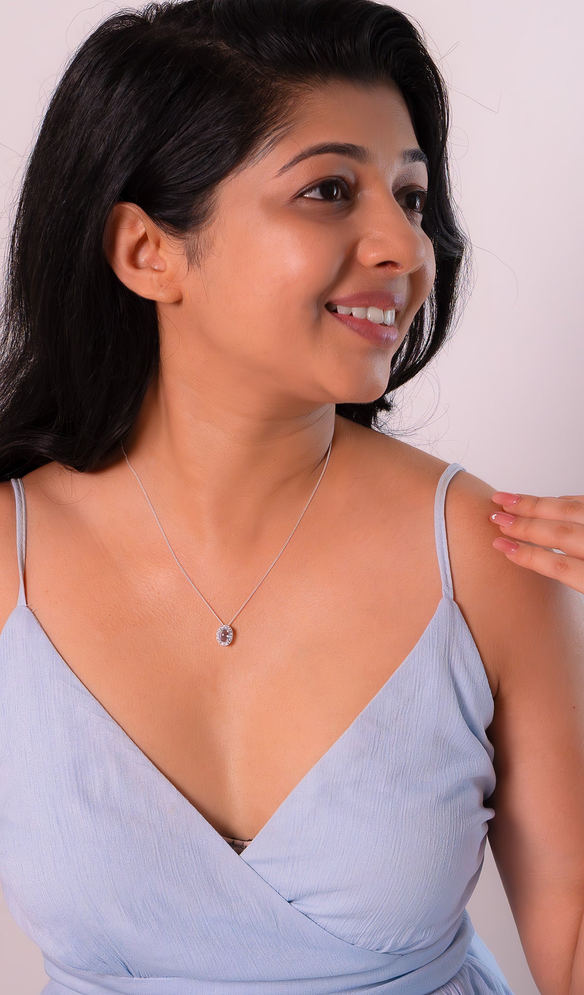 Handmade Sterling Silver Blue Topaz Adelya Necklace - CLJ533B