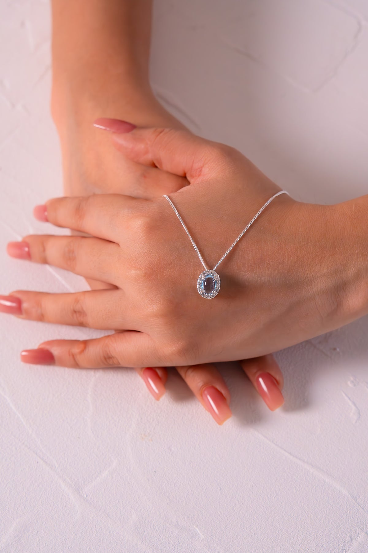 Handmade Sterling Silver Blue Topaz Adelya Necklace - CLJ533B