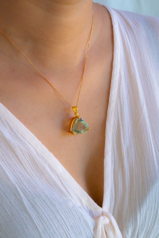 Green Amethyst Clementine Necklace - CLJ564