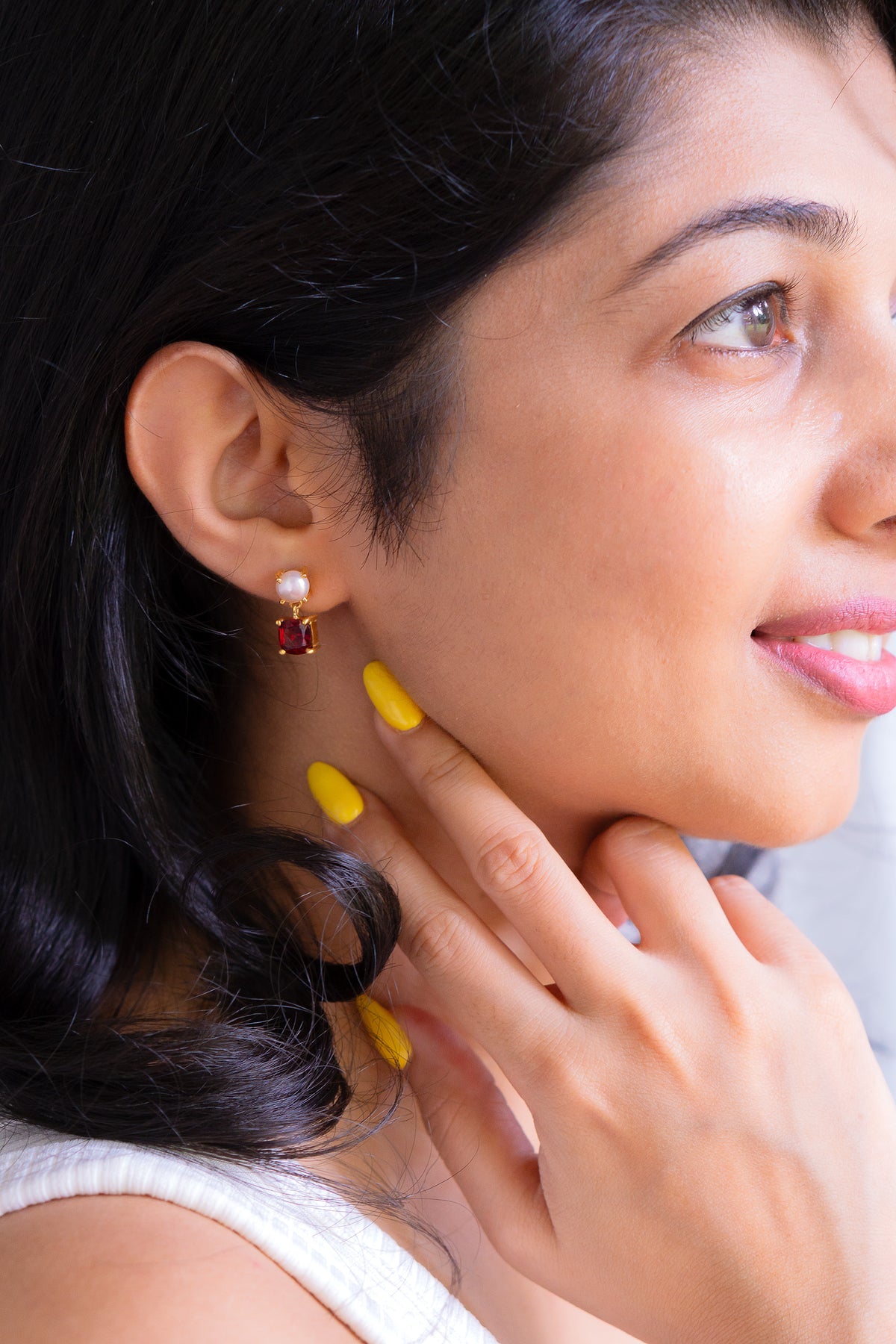 Garnet & Cultured Pearl Anaya Earrings - CLJ663G