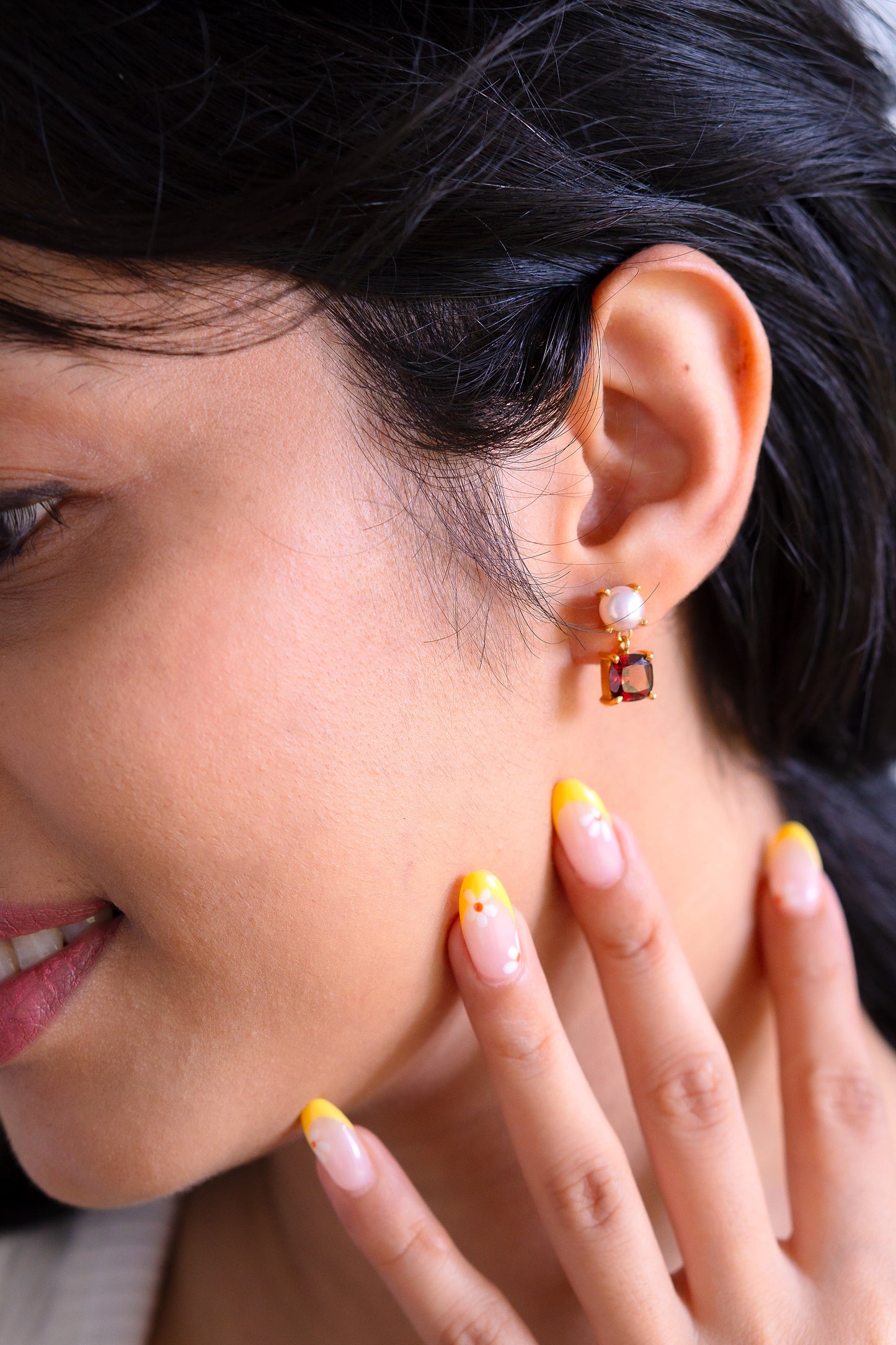 Garnet & Cultured Pearl Anaya Earrings - CLJ663G