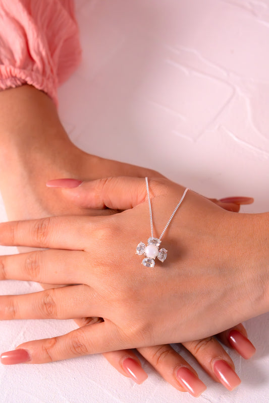 Handmade White Topaz & Cultured Pearl Averielle Necklace - CLJ758W