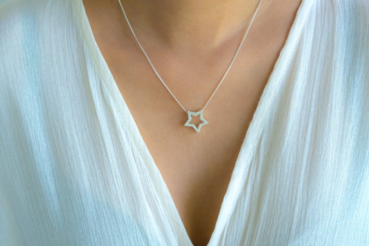 Handmade Sterling Silver American Diamonds Zaine Necklace - CLJ583