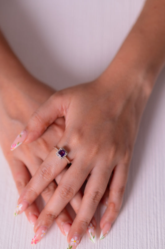 Purple Sapphire, White Sapphire Orelia Ring - CLJ892