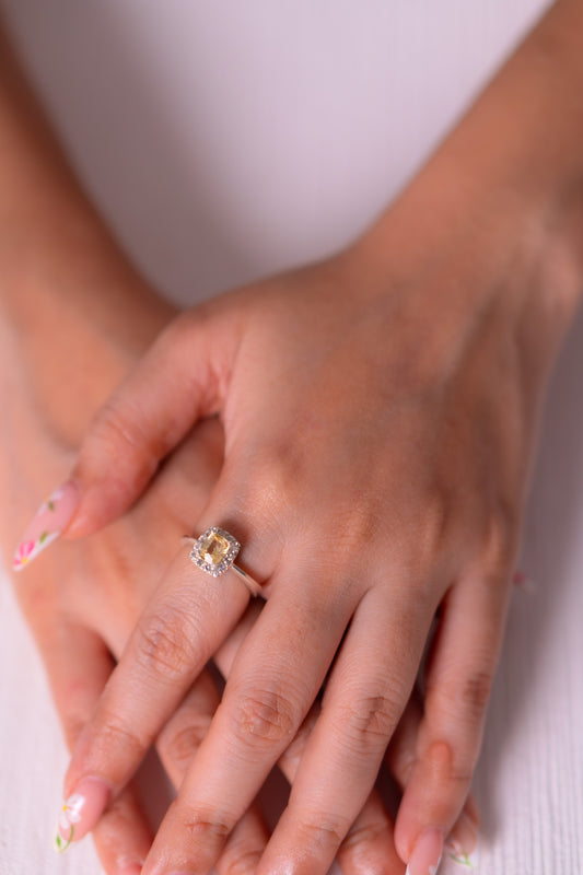 Yellow Sapphire, White Sapphire Orelia Ring - CLJ891