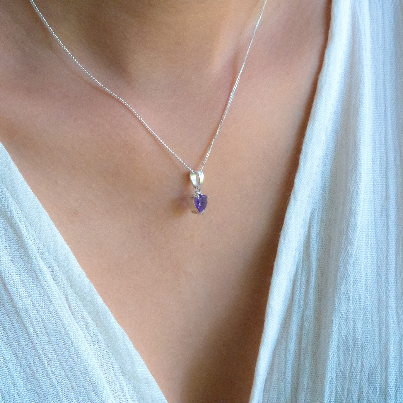 Handmade Sterling Silver Amethyst Carla Necklace - CLJ584A