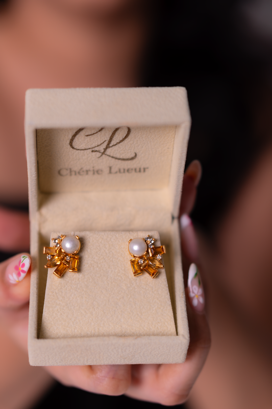 Citrine & Cultured Pearl Moana Earrings - CLJ633C