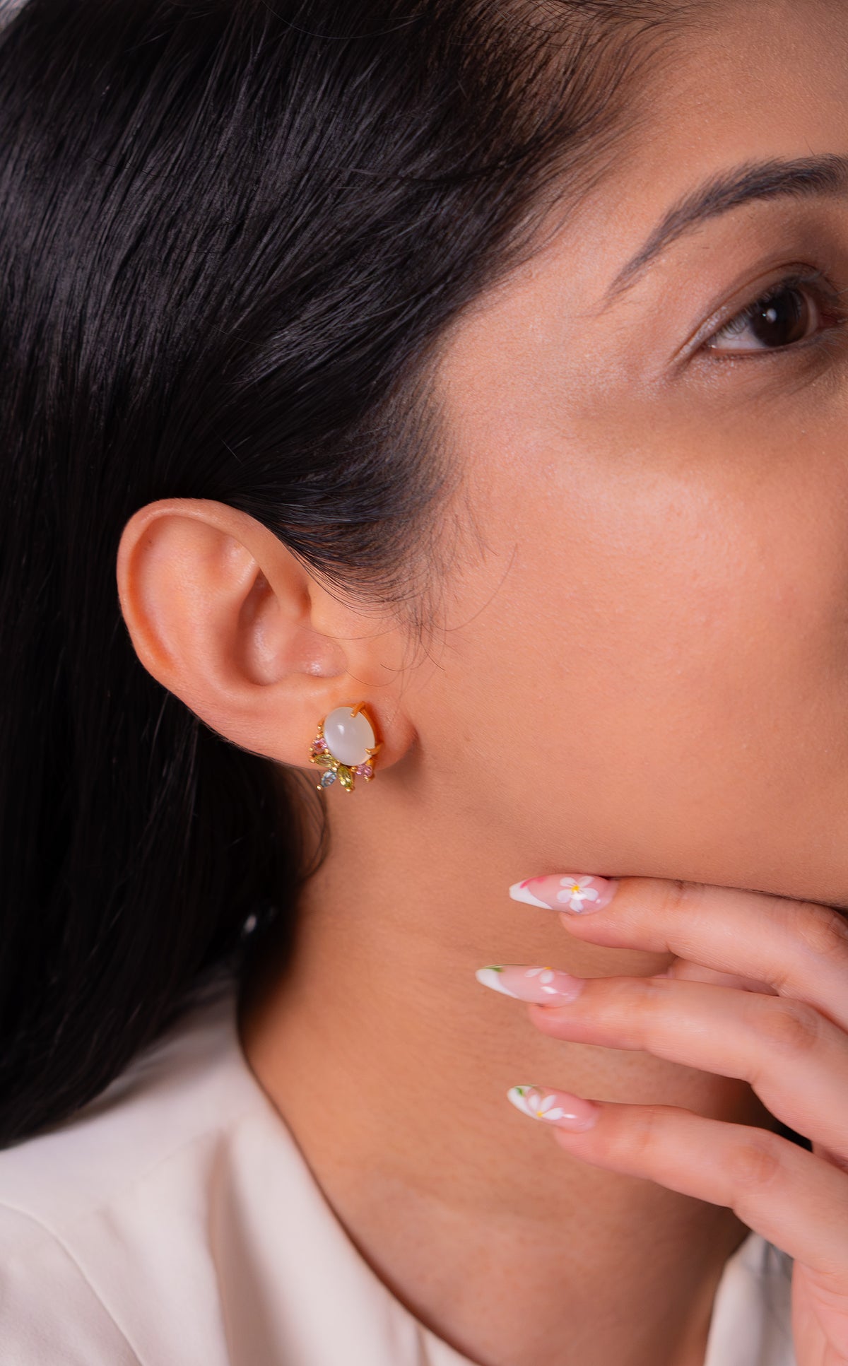 Moonstone, Peridot, Blue Topaz, Pink Tourmaline Lana Earrings - CLJ902E