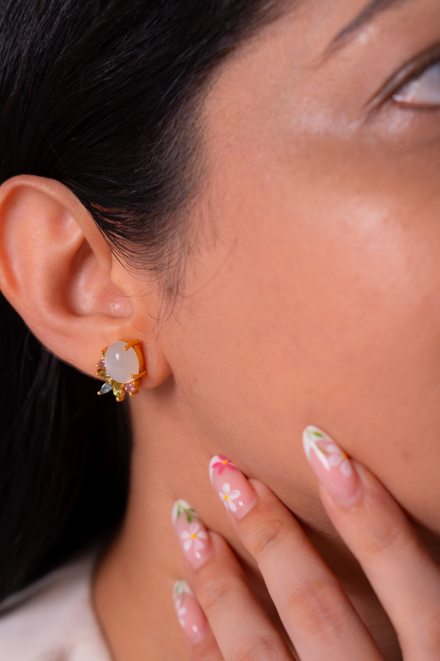Moonstone, Peridot, Blue Topaz, Pink Tourmaline Lana Earrings - CLJ902E