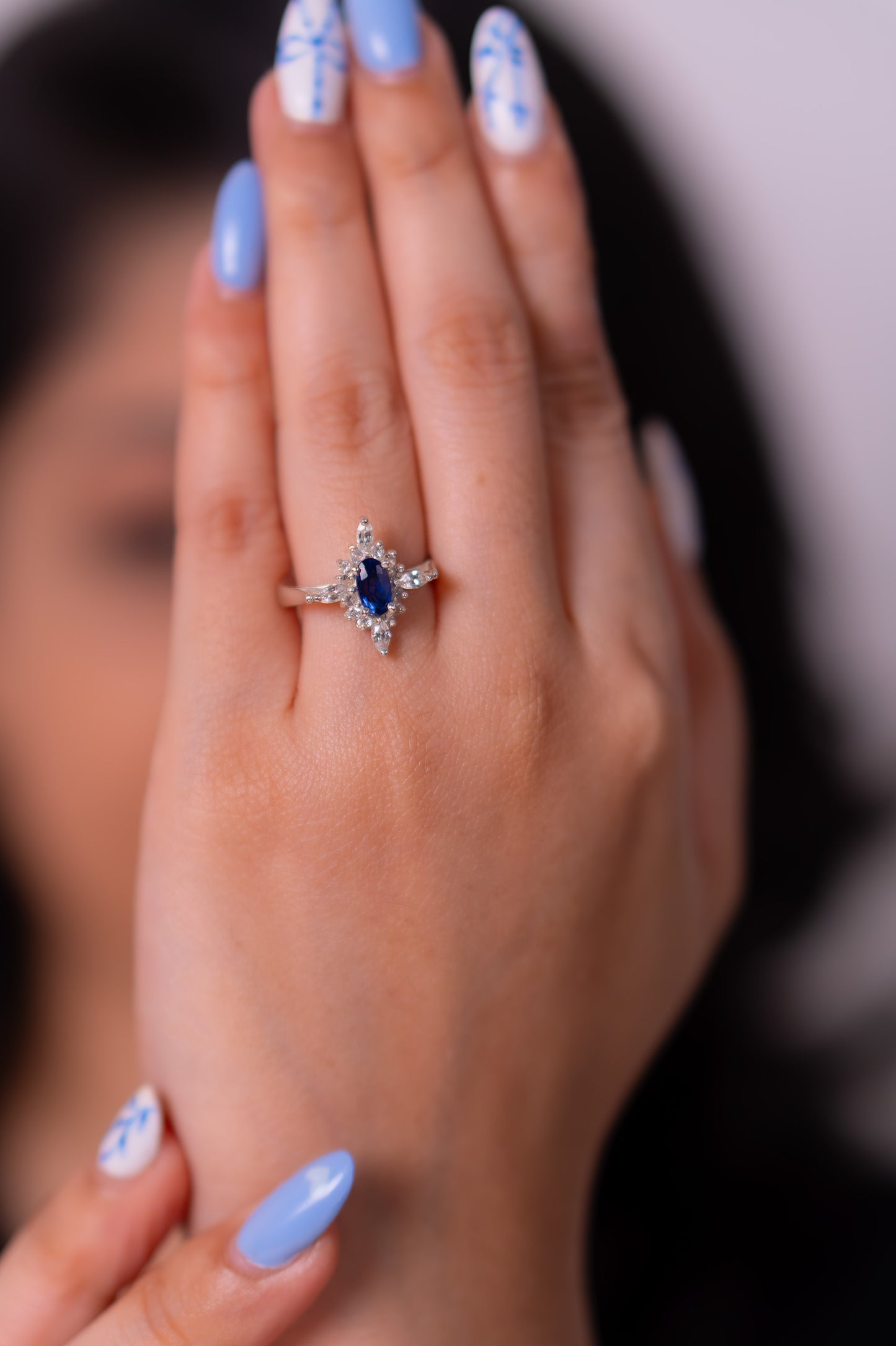 Blue Sapphire, White Sapphire Katalina Ring - CLJ947