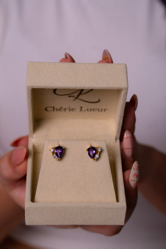 Amethyst, White Sapphire Kaliyah Earrings - CLJ952
