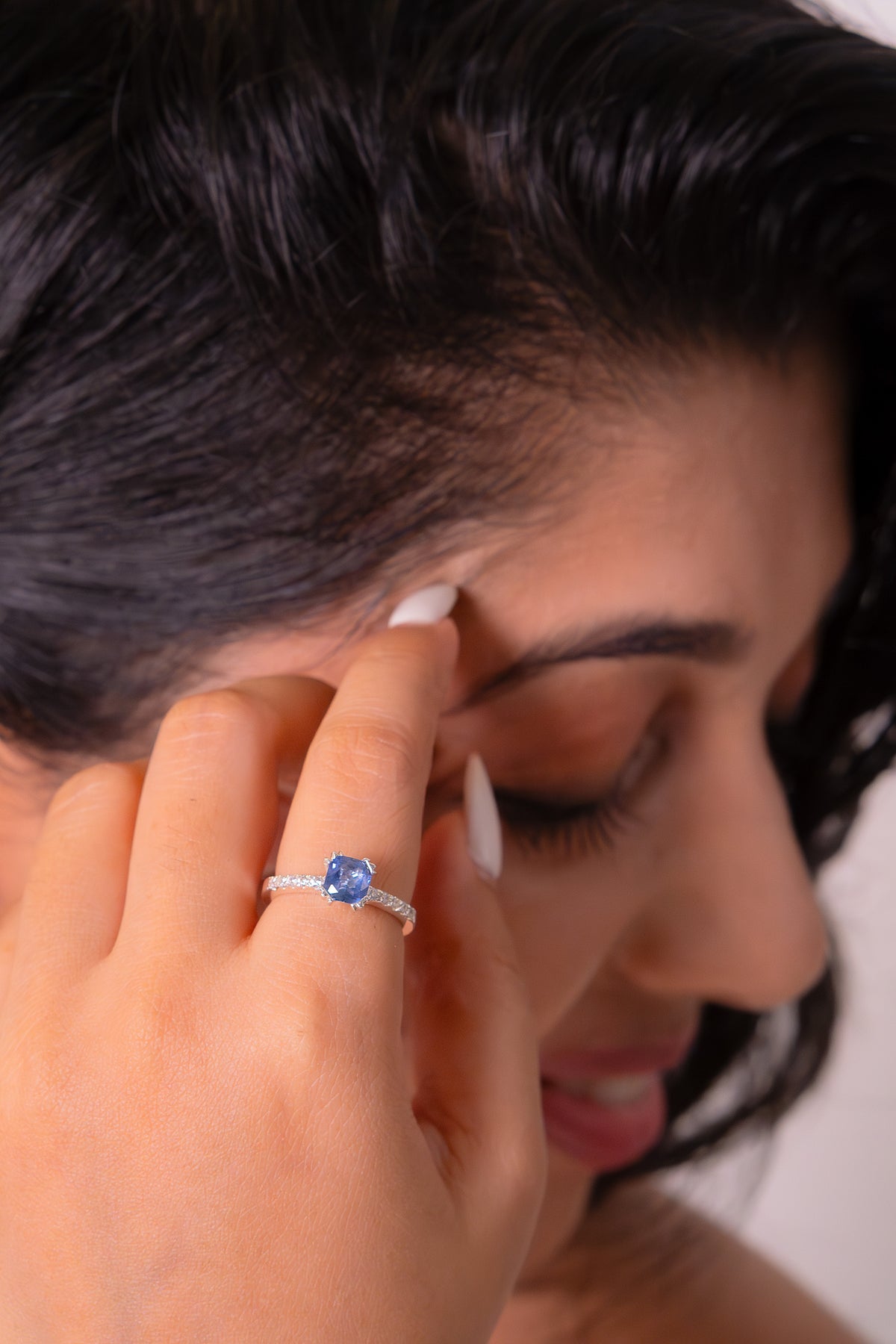Handmade Sterling Silver Blue Sapphire & White Sapphire Aviana Ring - CLJ791