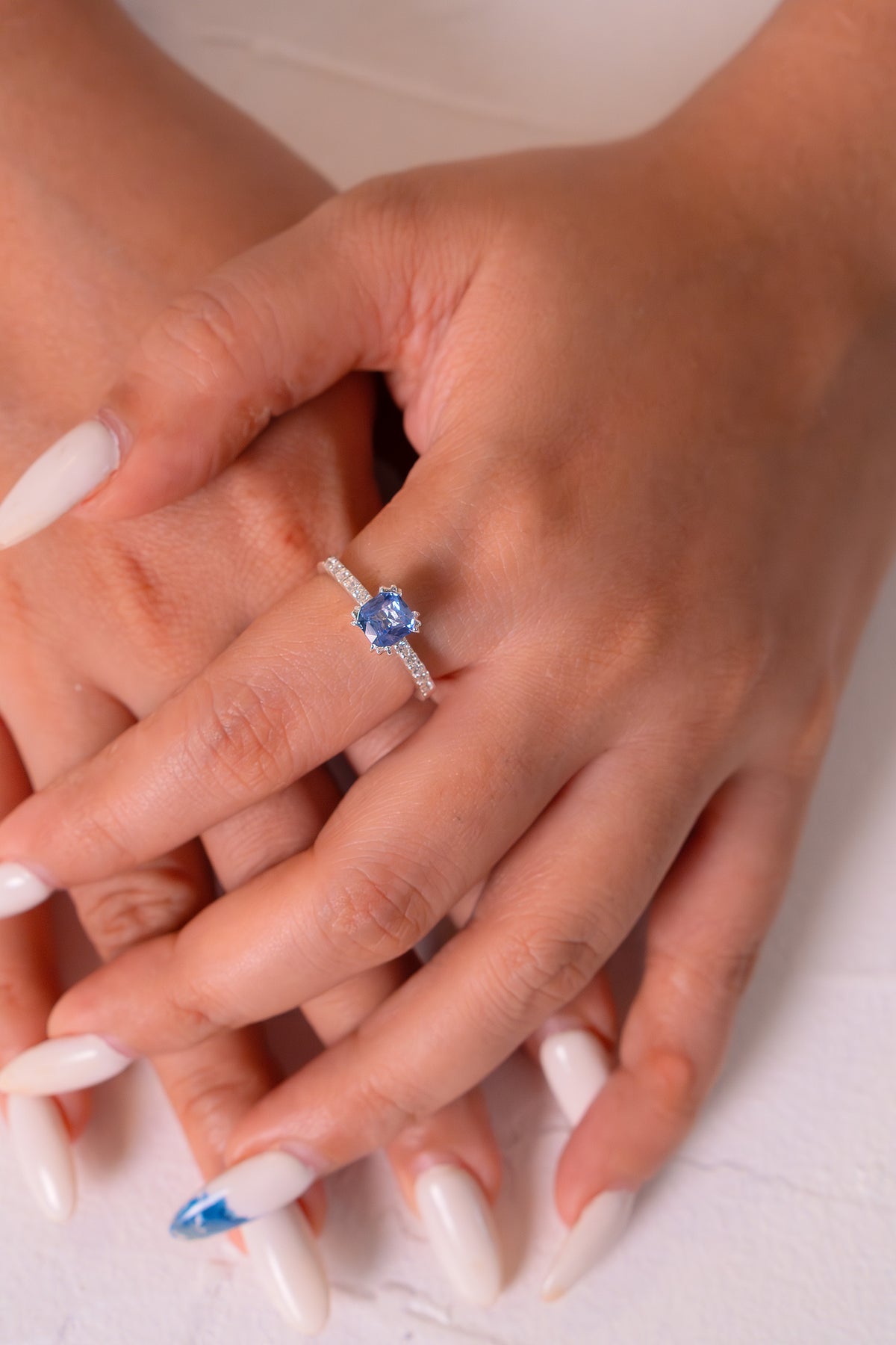 Handmade Sterling Silver Blue Sapphire & White Sapphire Aviana Ring - CLJ791
