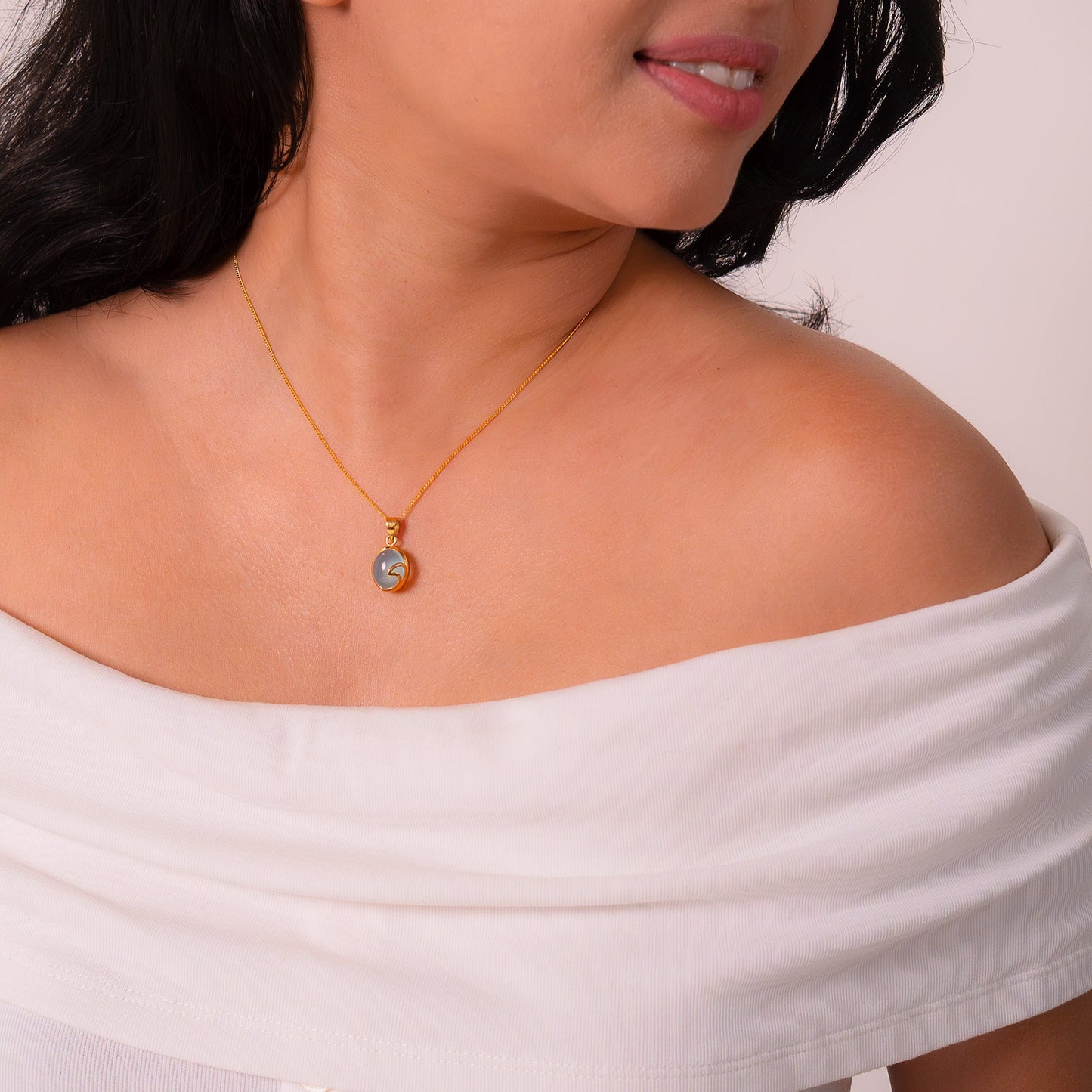 Handmade Sterling Silver Blue Chalcedony Cerulea Necklace - CLJ803