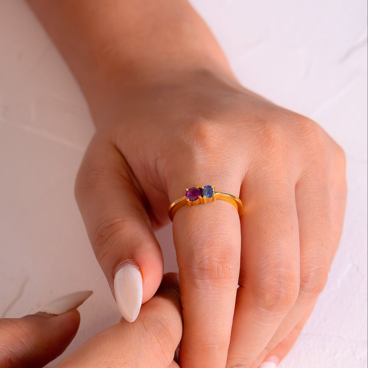 Handmade Sterling Silver Purple Sapphire & Blue Sapphire Zuri Ring- CLJ800