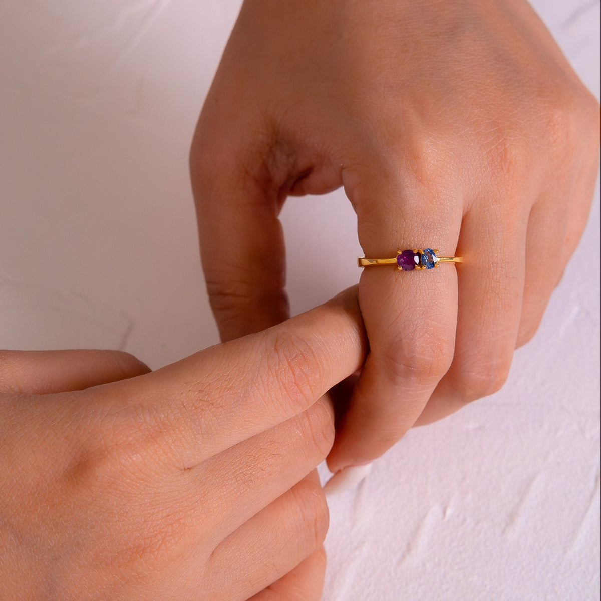 Handmade Sterling Silver Purple Sapphire & Blue Sapphire Zuri Ring- CLJ800