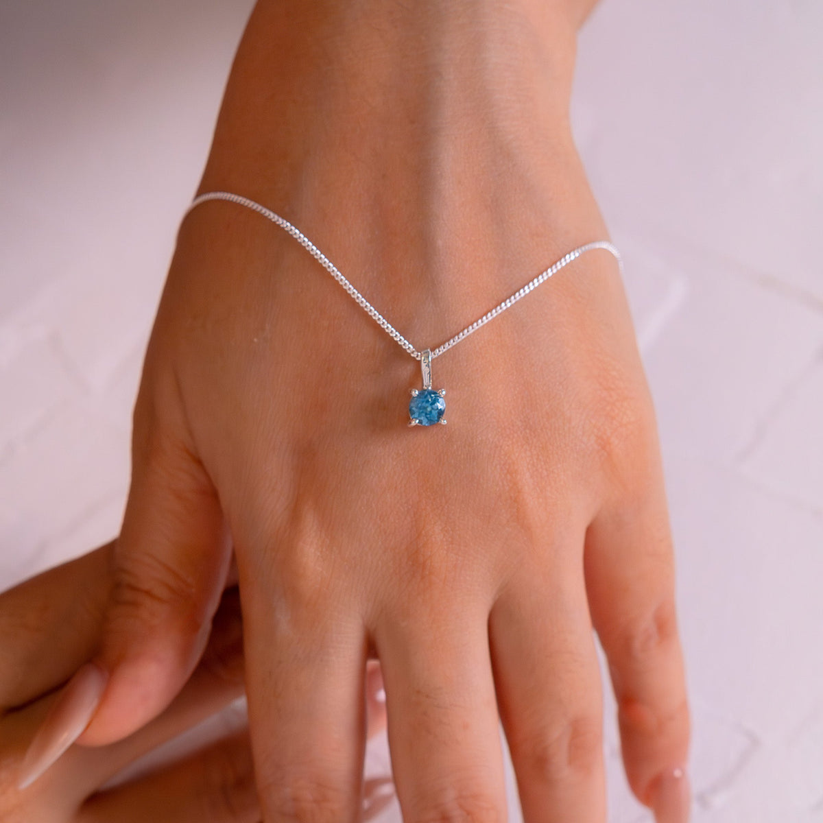Handmade Sterling Silver Blue Topaz Azula Necklace - CLJ804B
