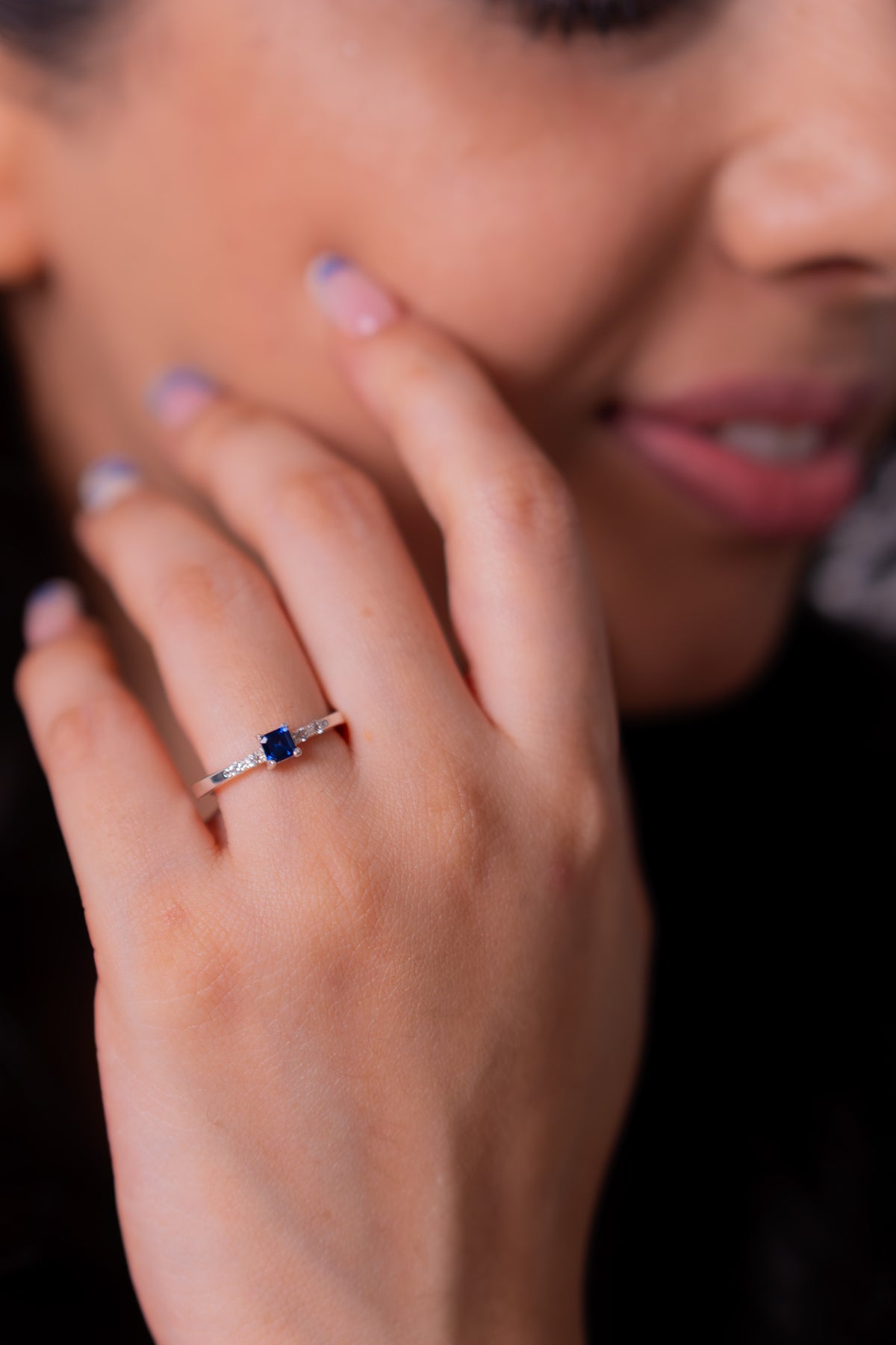Blue Sapphire, White Sapphire Talia Ring - CLJ971