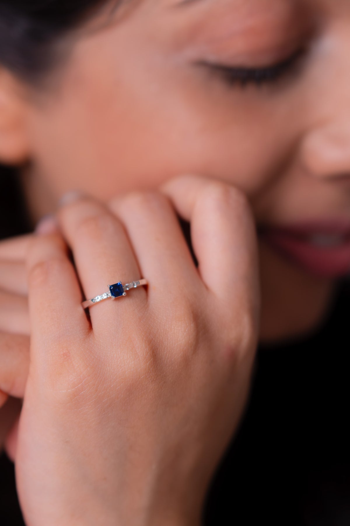 Blue Sapphire, White Sapphire Talia Ring - CLJ971