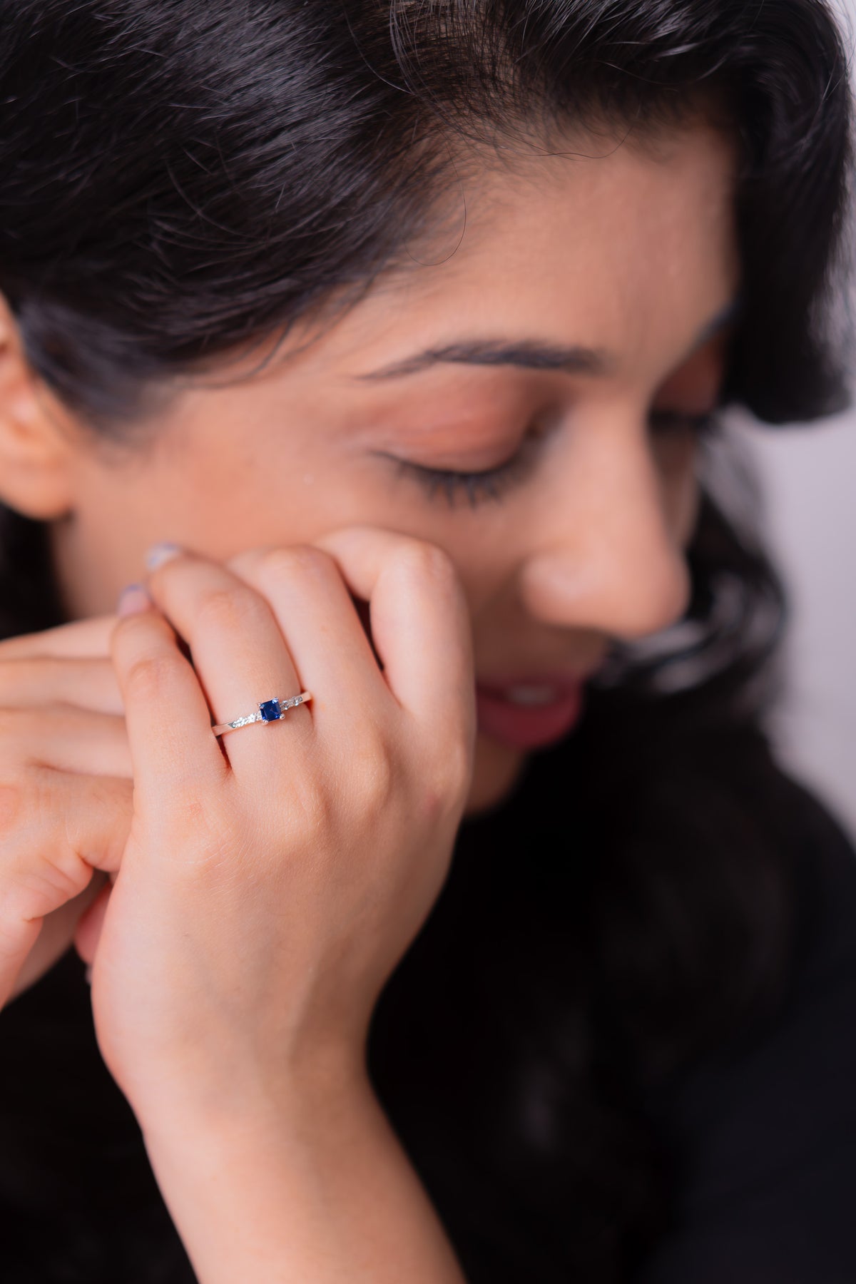 Blue Sapphire, White Sapphire Talia Ring - CLJ971