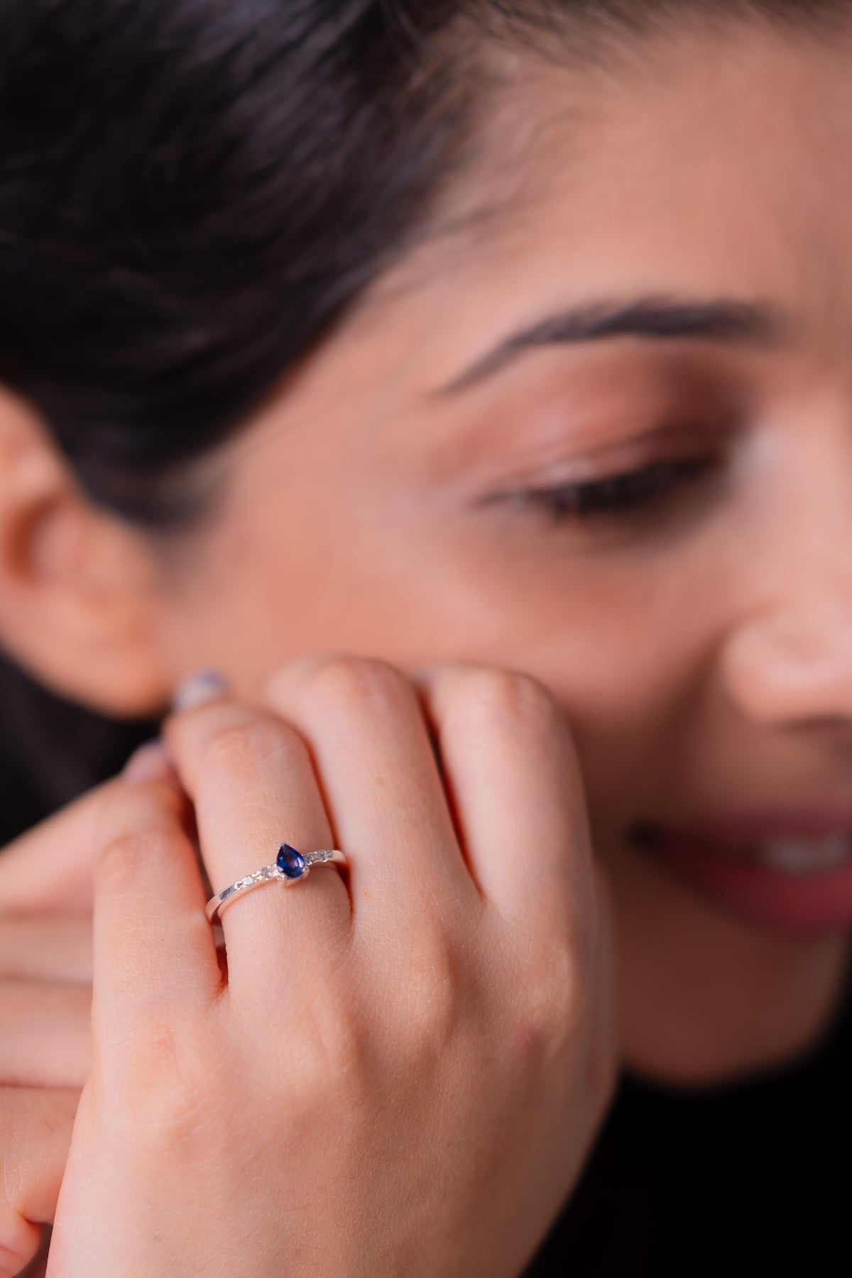 Blue Sapphire, White Sapphire Serein Ring - CLJ970