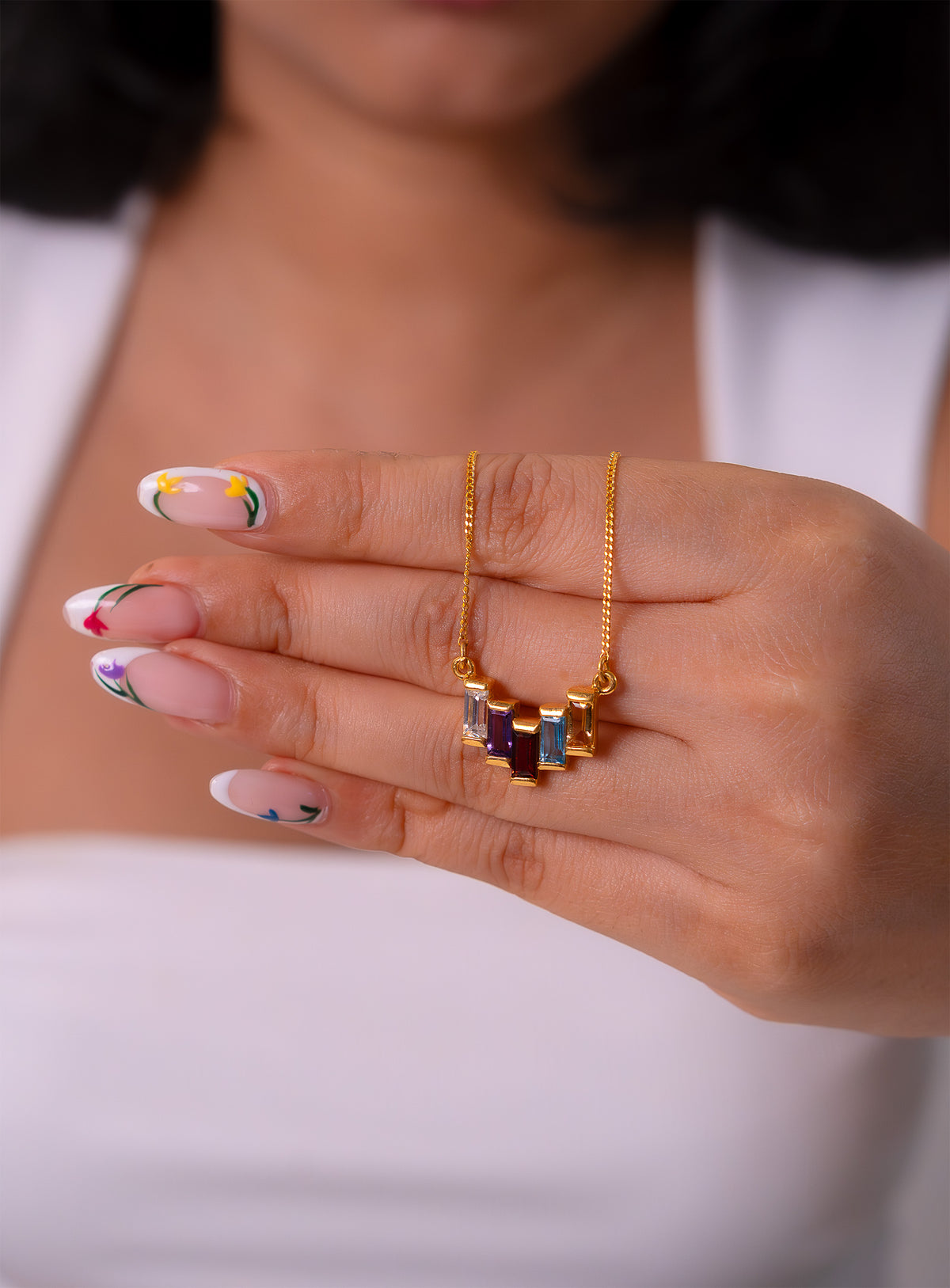 Garnet, Blue Topaz, Amethyst & Citrine Madison Necklace - CLJ375