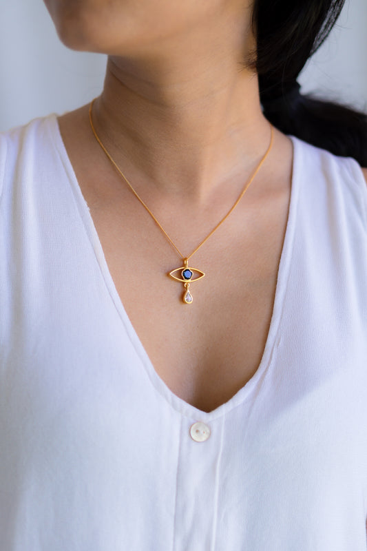 London Blue Topaz and White Topaz Clea Necklace - CLJ611