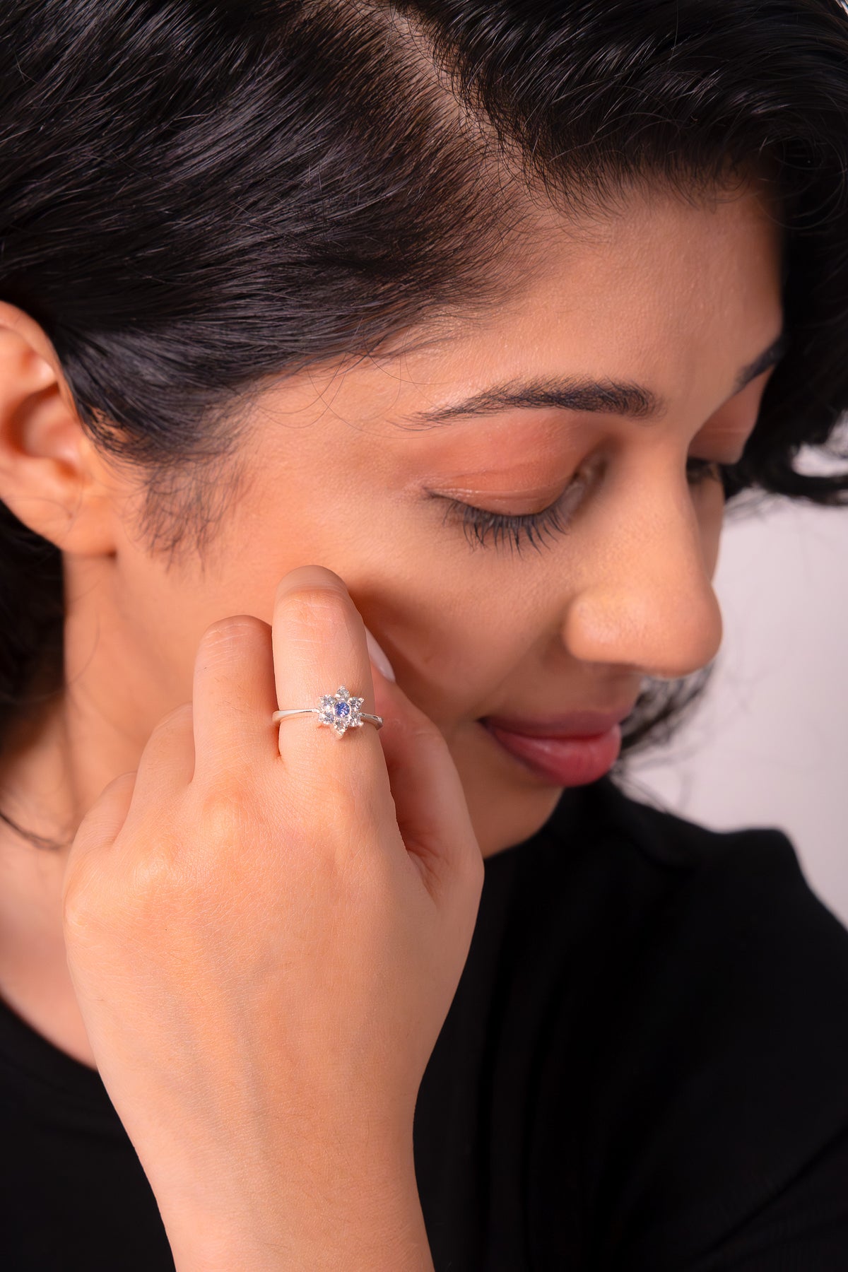 Blue Sapphire & White Sapphire Abigail Ring - CLJ332BSWS