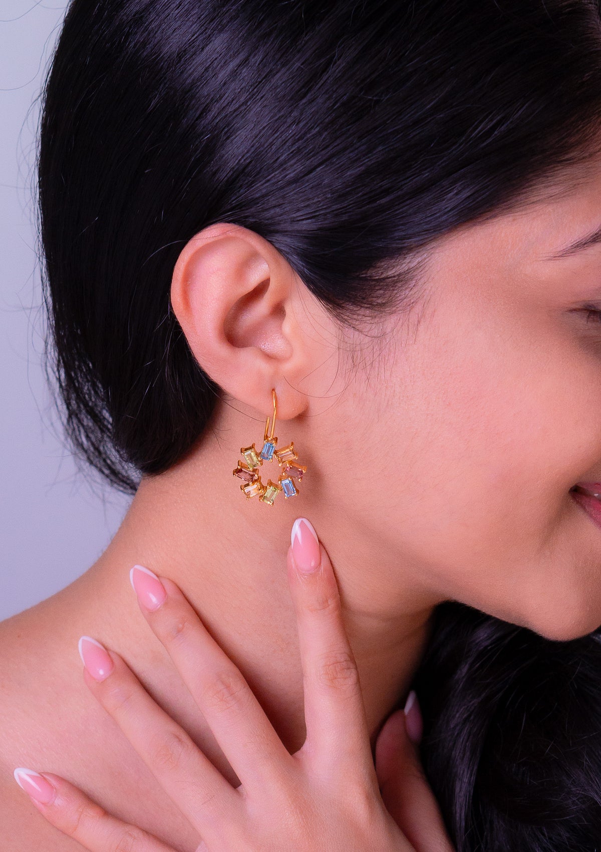 Blue Topaz, Peridot, Pink Tourmaline & Citrine Raya Earrings - CLJ493E