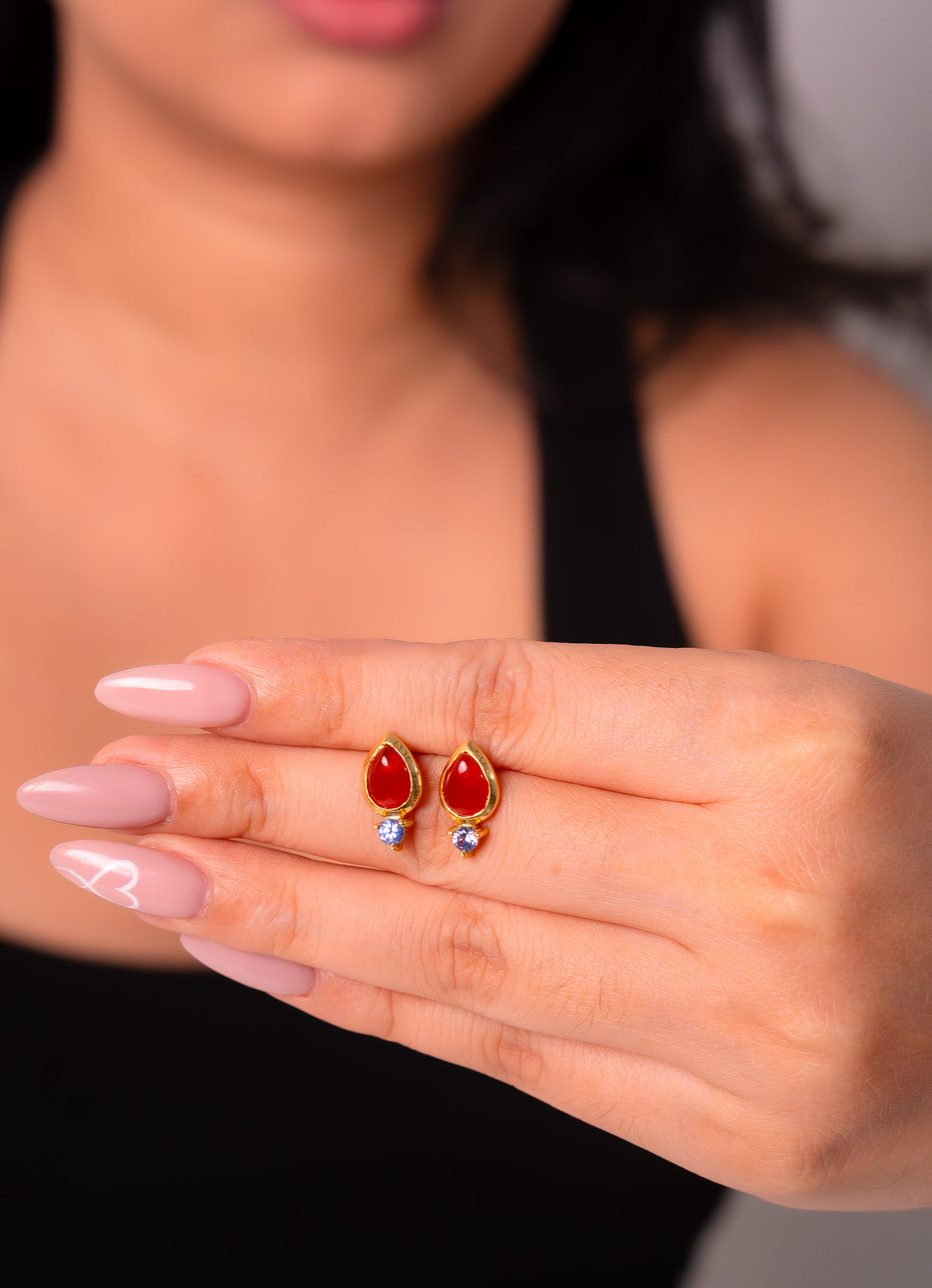 Carnelian & Blue Sapphire Kaila Earrings - CLJ855